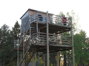 Komanda "Čiri-čiri čirrrr" Engures ezera Ķūļciema tornī.  Foto: S. Kosobokovs